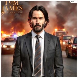 Tom James  100% Silk Tie. Blue, Gray, Brown